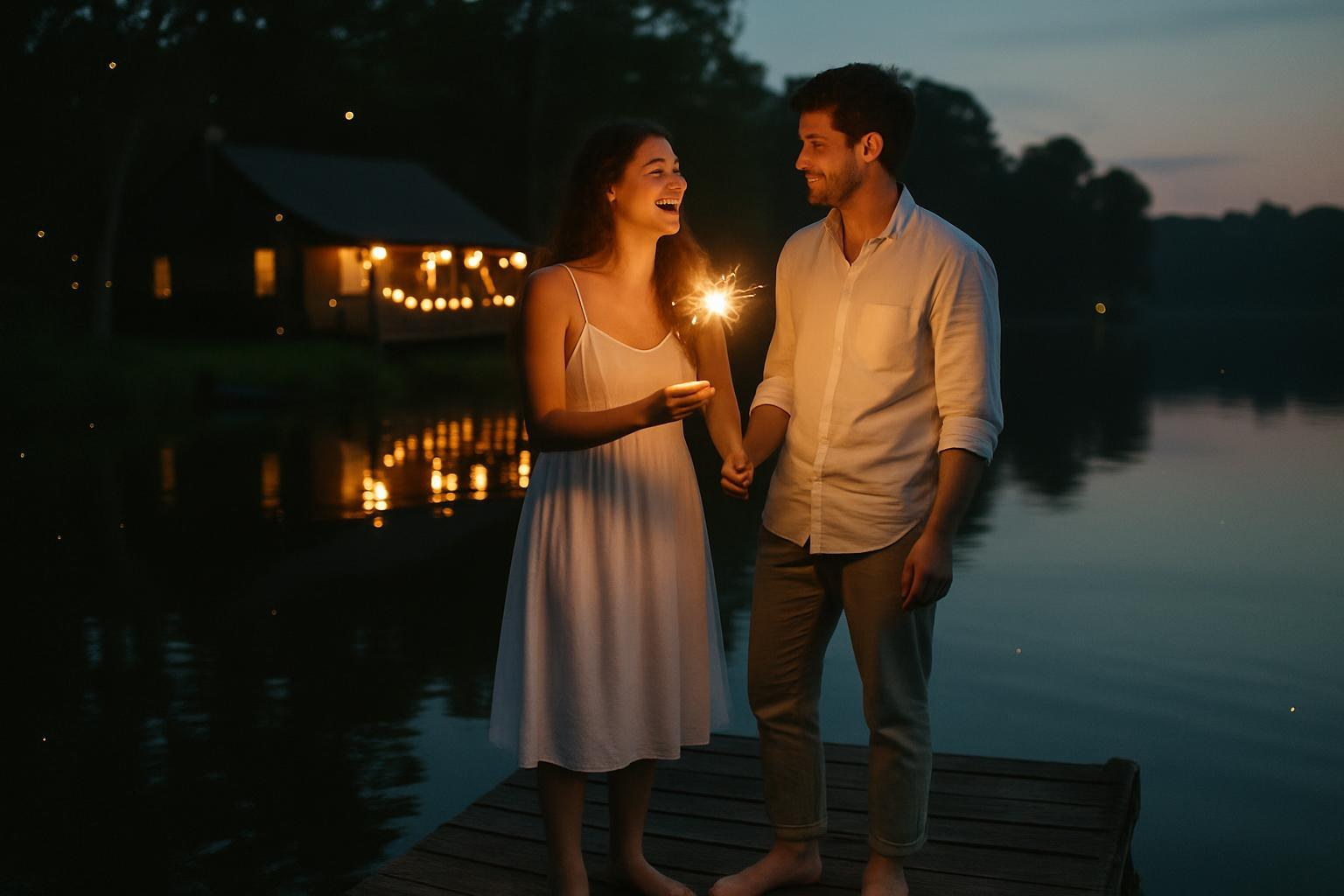 Americana wedding song about a Fourth of July lake-house wedding, fireflies and sparklers